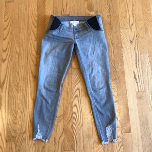 Isabel Maternity Gray Cropped Jeans w Side Panels